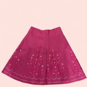 Chic Fuchsia Embroidered A-Line Skirt